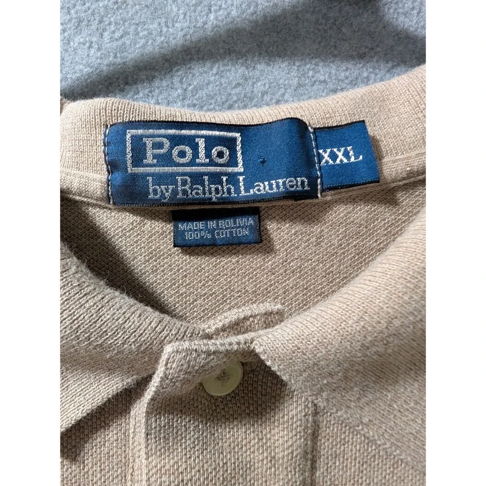 VTG Polo Ralph Lauren Polo Shirt‎ Mens XXL Beige Classic Pony Logo 90s Bolivia